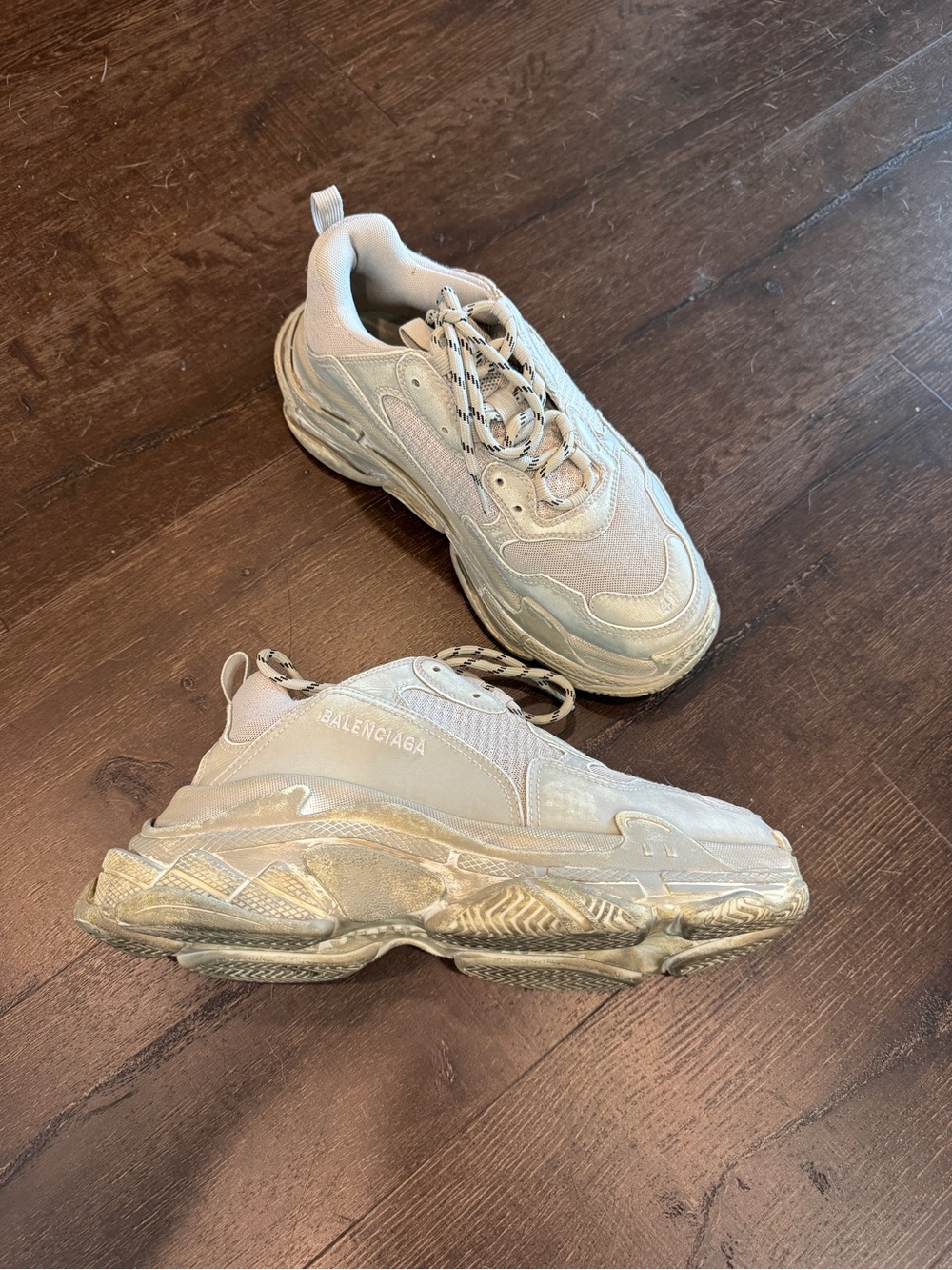 Balenciaga Triple S Low Top Sneakers in Light Beige View 2